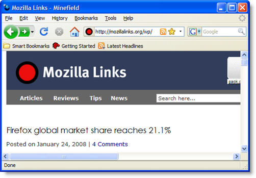 Firefox 3 Windows XP theme main window