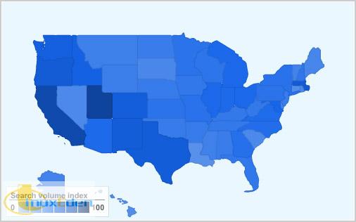 Linux popularity map USA