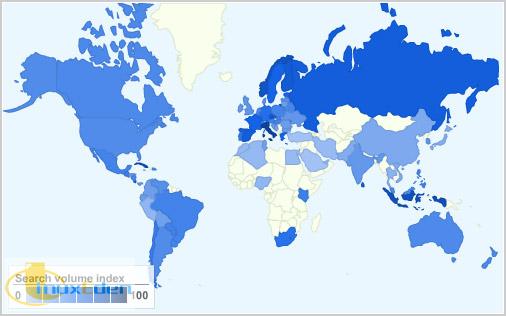 Ubuntu popularity map