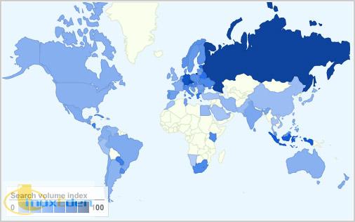 OpenSUSE popularity map