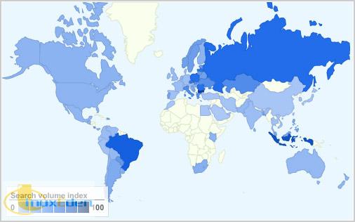 Slackware popularity map