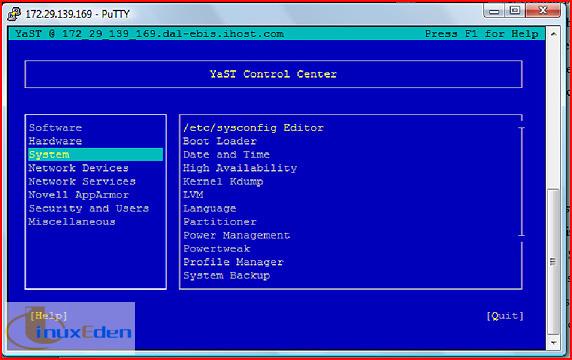 YaST Control Center