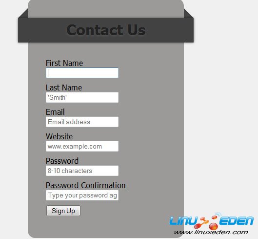 Designing Contact form in CSS3 and HTML5 