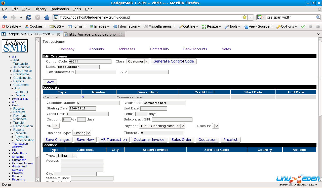 ledgersmb 1.2.25 发布,财务总帐软件