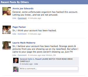 Hackers get a hold of Colin Powell's Facebook page 1