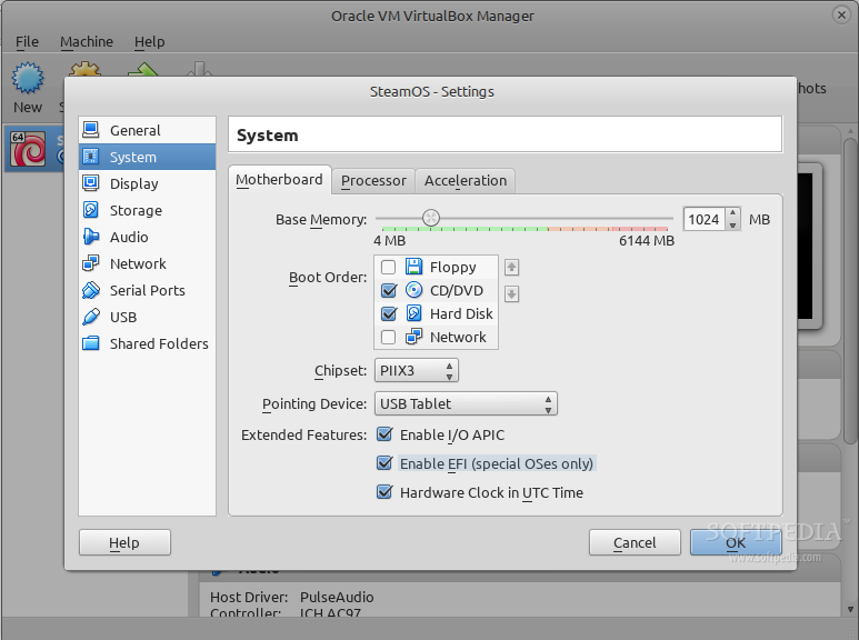 Enable EFI and remove Floppy