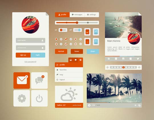 free flat psd ui kits