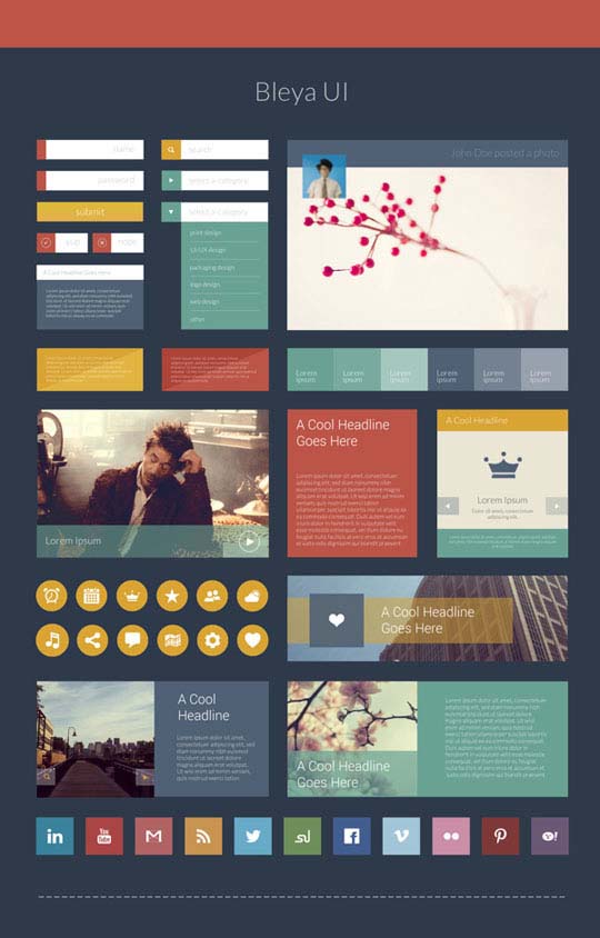 free flat psd ui kits