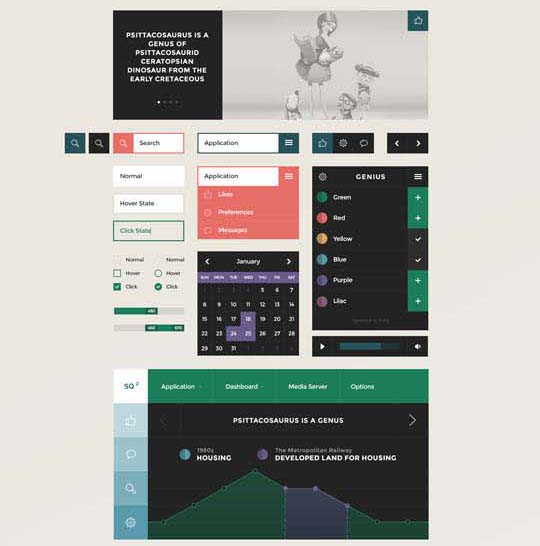 free flat psd ui kits