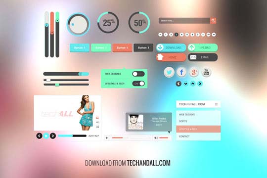 free flat psd ui kits