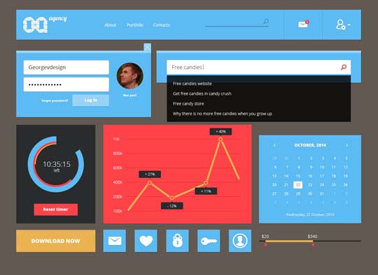 free flat psd ui kits