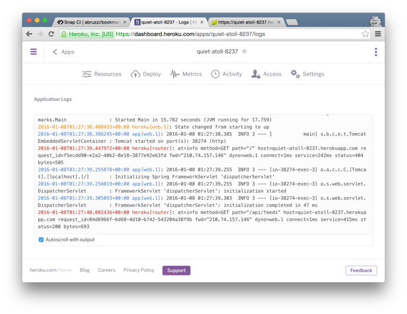 heroku real time log