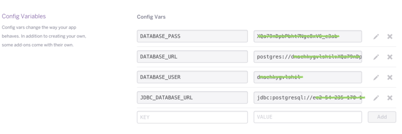 heroku env config