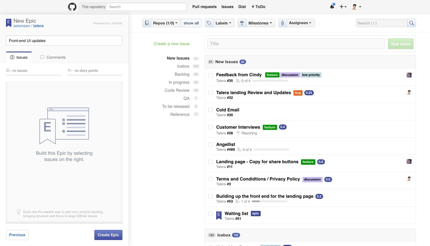 ZenHub EpicsGitHubEpics
