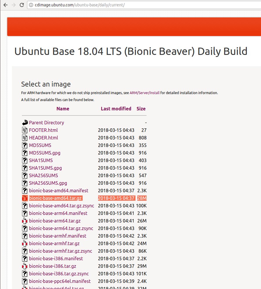 Ubuntu Base 18.04 提供了更小的映像文件，仅 28MB