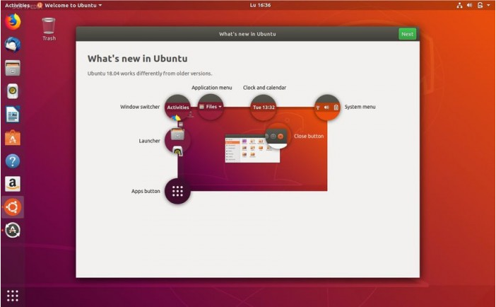 Ubuntu 18.04 LTS 新增欢迎界面，方便上手新系统