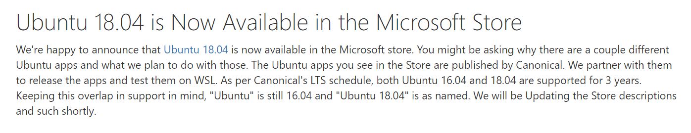 与 16.04 版本共存，Ubuntu 18.04 也上架微软商店