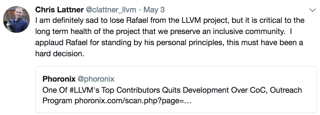 LLVM 开发者退出事件持续发酵，Swift 语言之父回应