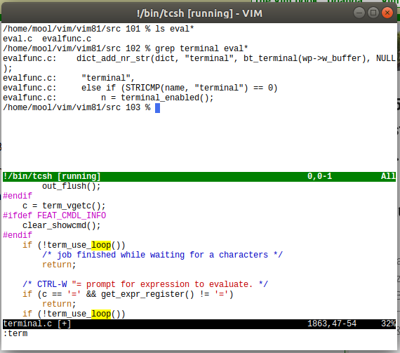 Vim 8.1 发布，支持在 Vim 窗口中运行终端