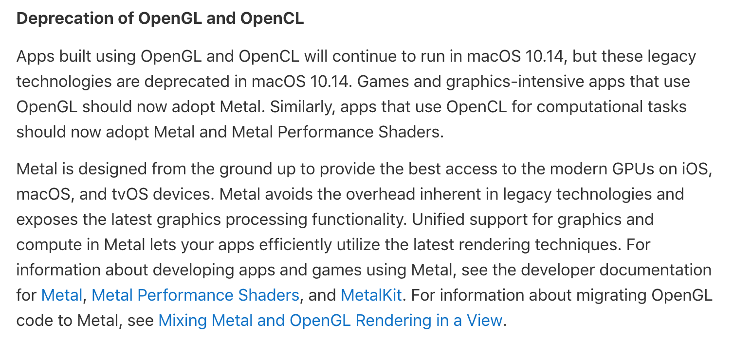 苹果弃用 OpenCL 和 OpenGL ，OpenCL 或遭全面淘汰