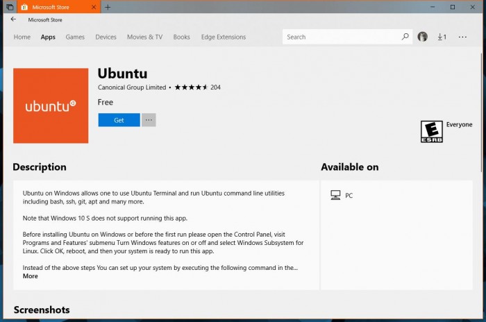 第三个版本的Ubuntu Linux抵达Windows Store