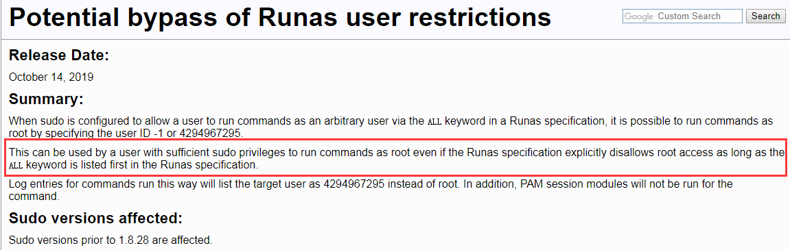 Linux sudo 被曝提权漏洞，任意用户均能以 root 身份运行命令