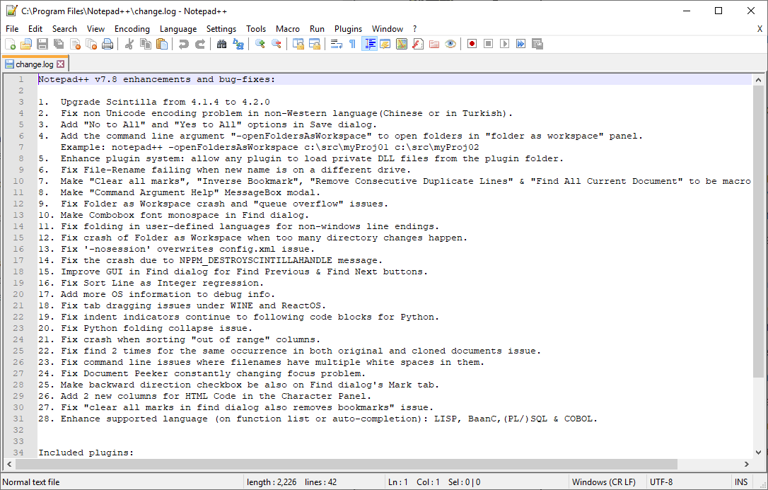 Notepad++ 7.8 发布，功能增强和 bug 修复