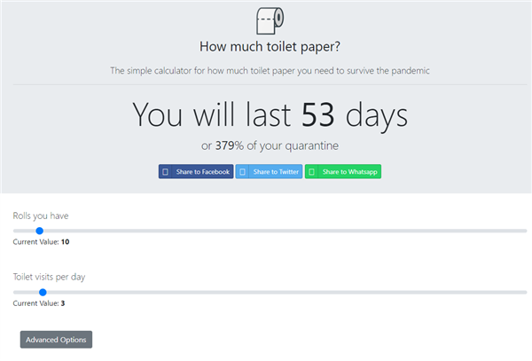 欧美程序员开发了厕纸计算器 总算知道隔离期该囤多少卫生纸了