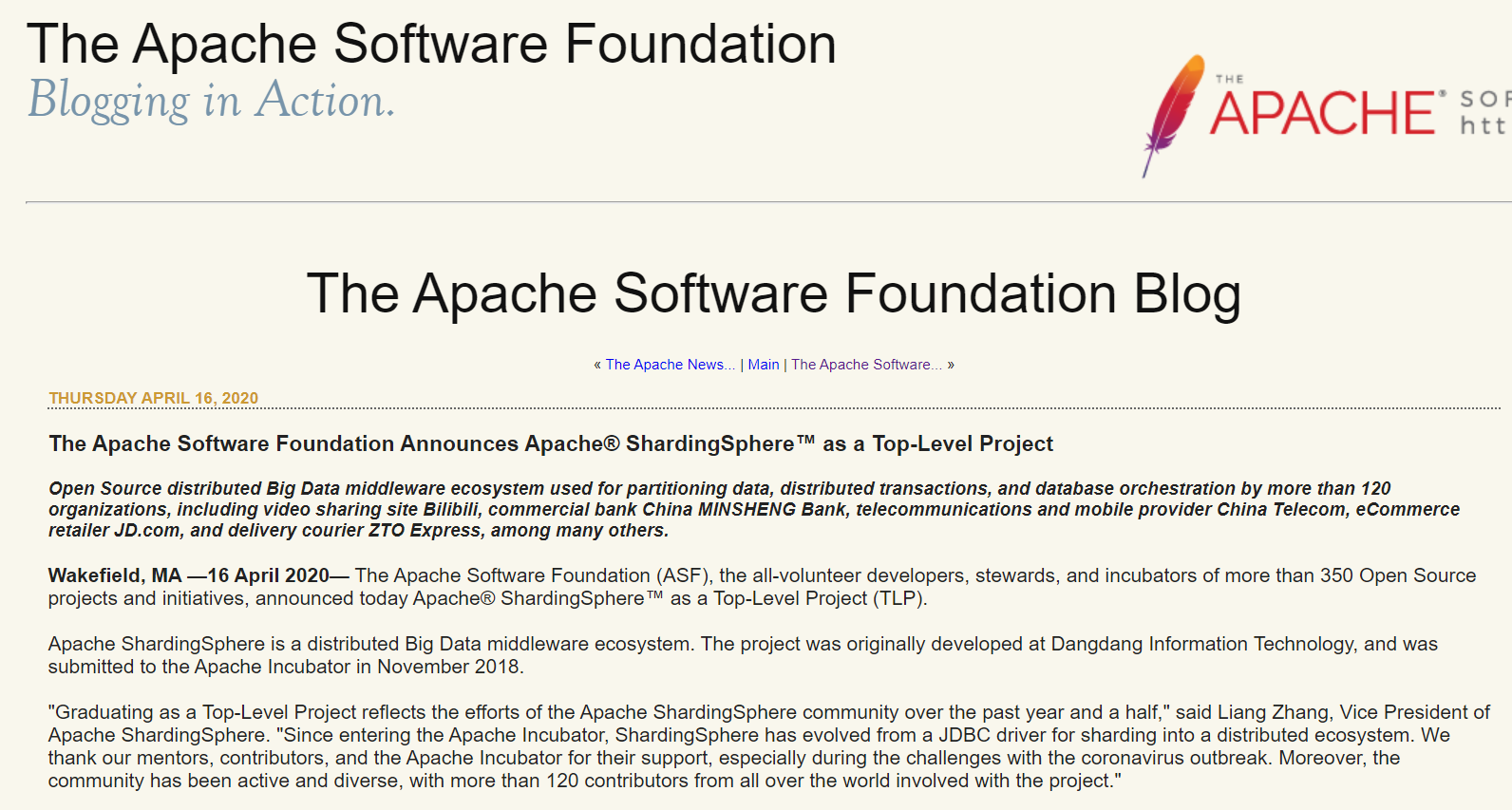 80% 的代码曾由一人提交， Apache ShardingSphere 何以从 ASF 毕业并晋升 TLP