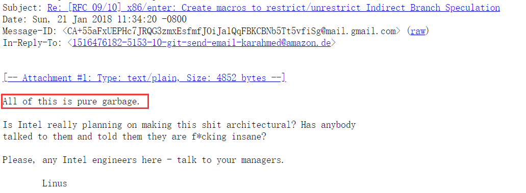 又说骚话，Linus 再次严辞拒绝 Intel CPU 漏洞补丁