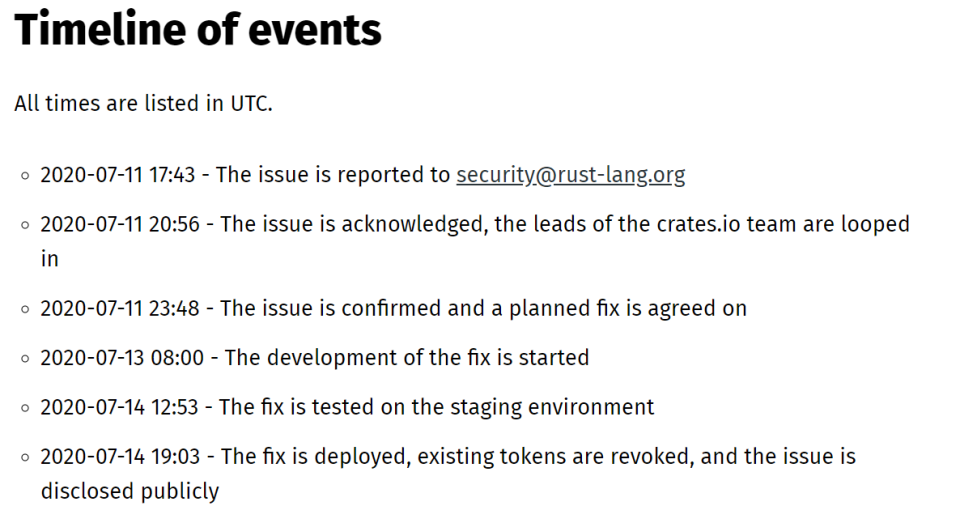 存在严重安全漏洞，Rust 团队决定撤销 Crates package API 密钥