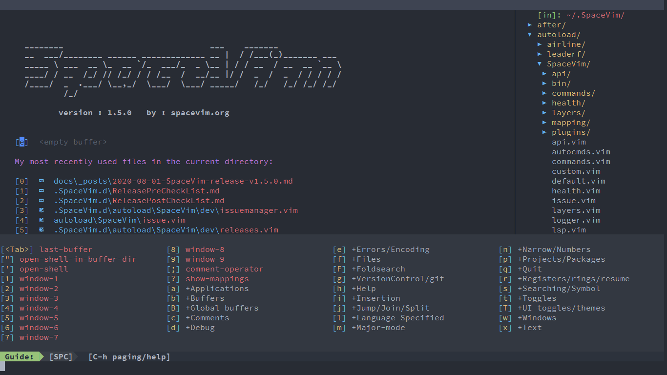 SpaceVim 1.5.0 发布，模块化 Vim IDE