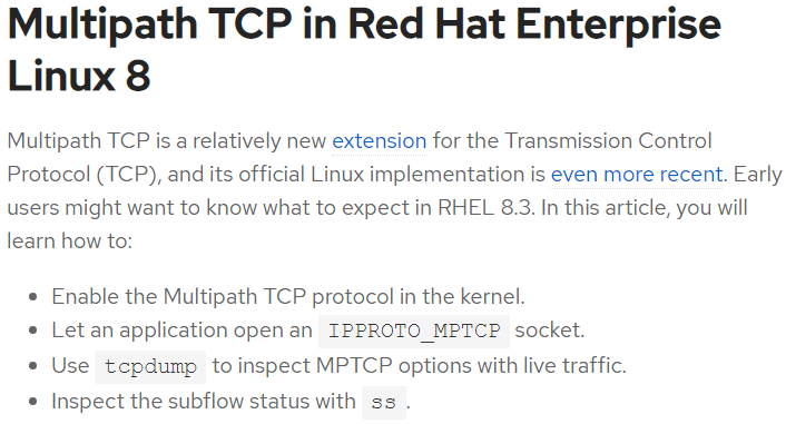 RHEL 8 3 Multipath TCP Linuxeden 