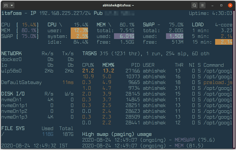 Glances：多功能 Linux 系统监控工具