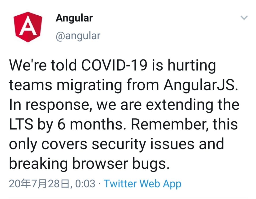 AngularJS LTS 将延长 6 个月