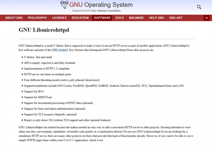 [图]GNU Libmicrohttpd 0.9.72发布：优化跨系统移植