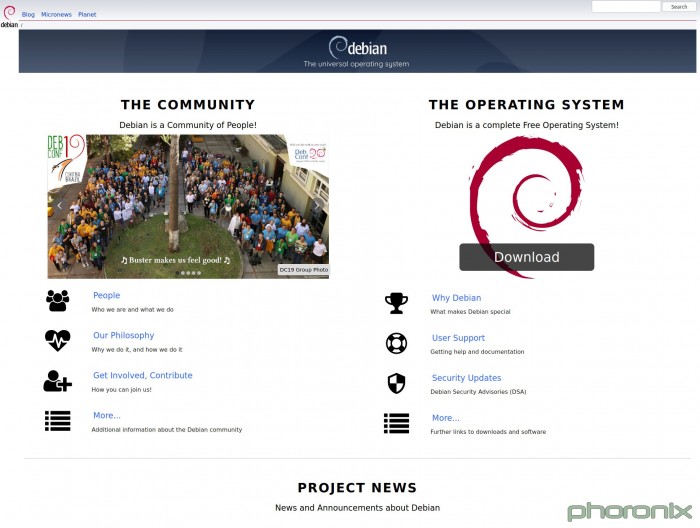 Debian项目推出新主页 外观与布局全面改进