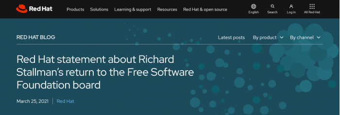 红帽发布Richard Stallman重返FSF董事会相关声明