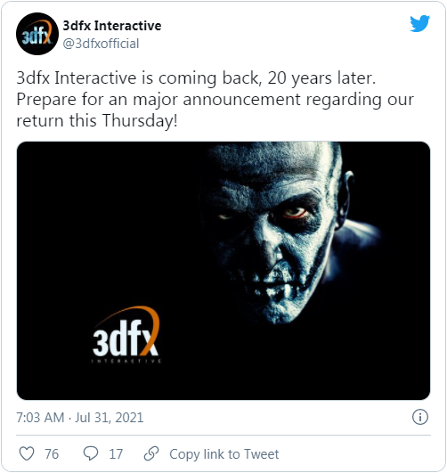 时隔20年：GPU制造商3dfx Interactive预告下周有大动作