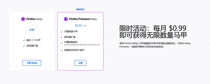 Firefox Relay马甲邮箱收费服务正式上线