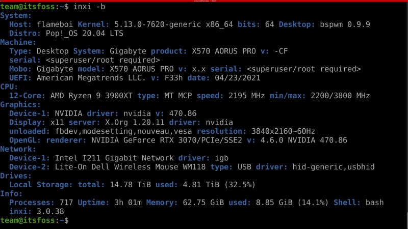 在 Linux 终端使用 inxi 命令获取各种系统信息