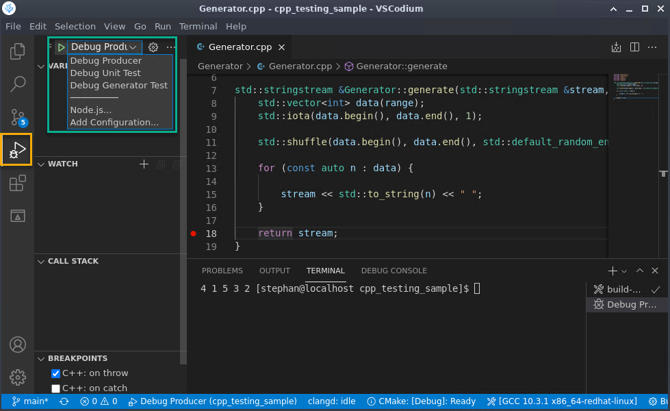 使用 CMake 和 VSCodium 设置一个构建系统