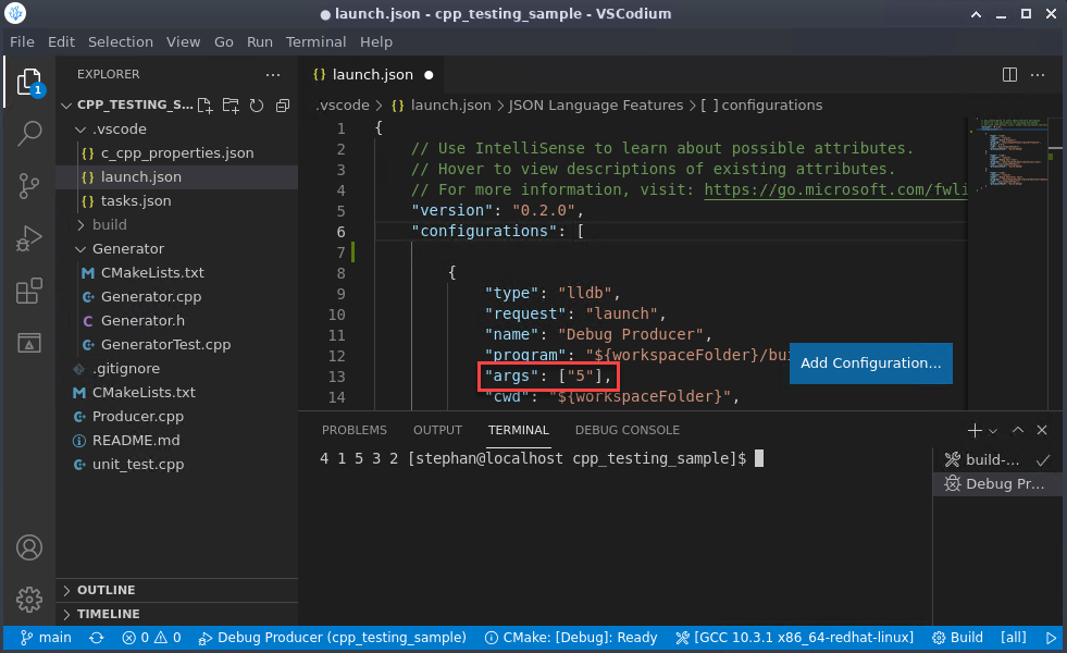 使用 CMake 和 VSCodium 设置一个构建系统