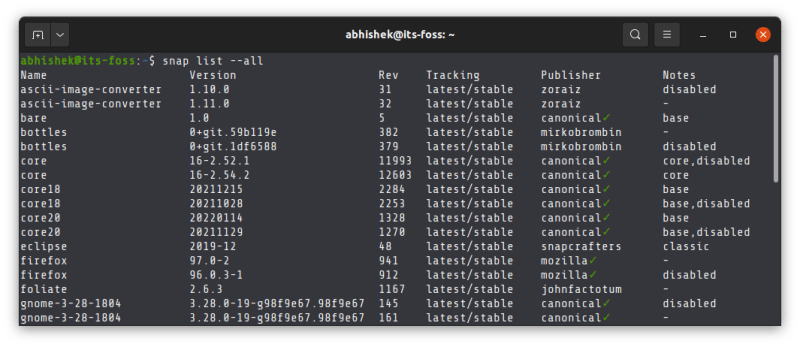 如何在 Linux 中清理 Snap 包的版本