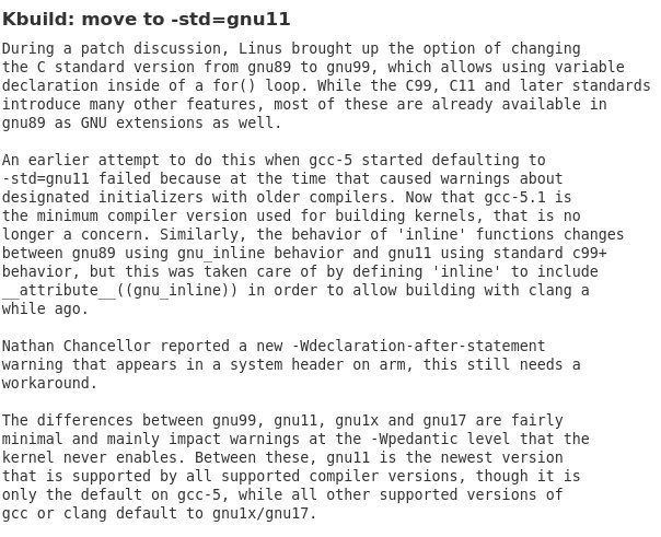 Linux 5.18计划从C89语言标准切换到C11/GNU11 C版本