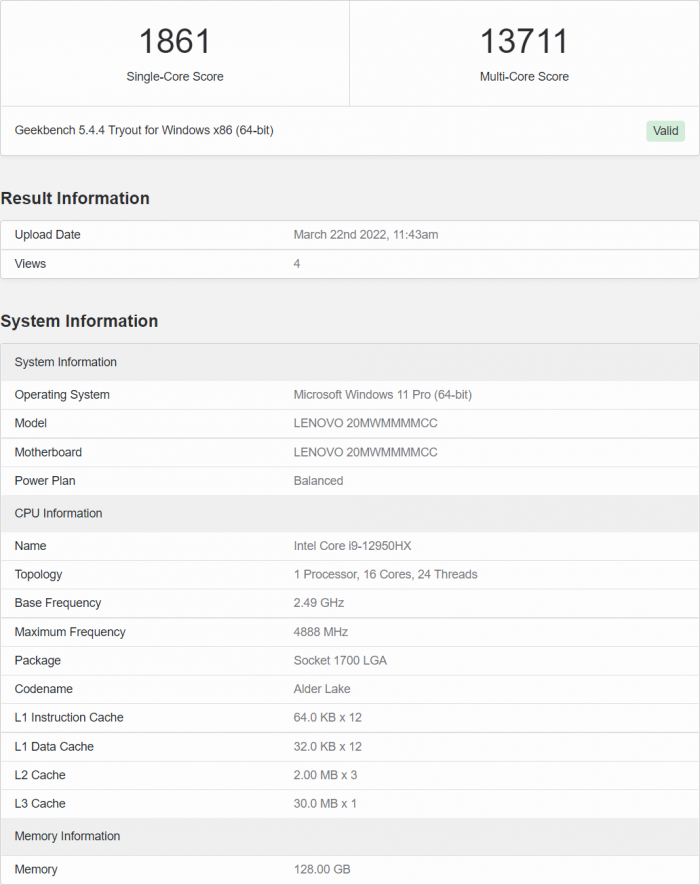 英特尔酷睿i9-12950HX、i7-12850HX和i5-12600HX移动CPU跑分曝光