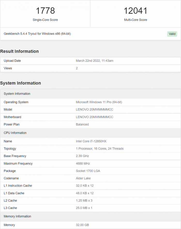 英特尔酷睿i9-12950HX、i7-12850HX和i5-12600HX移动CPU跑分曝光