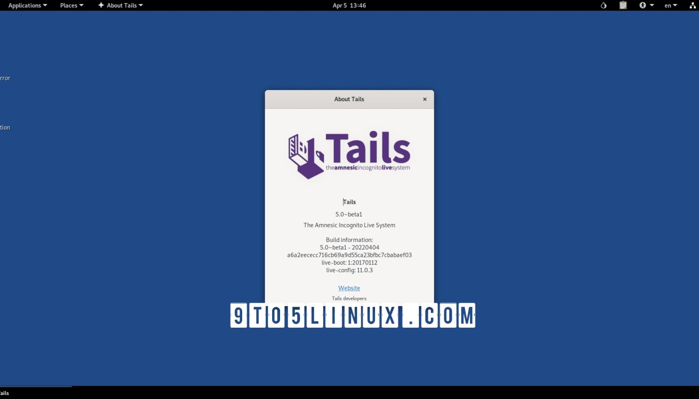 Tails 5.0 作为基于 Debian GNU/Linux 11 “Bullseye”的第一个版本进入 Beta 测试