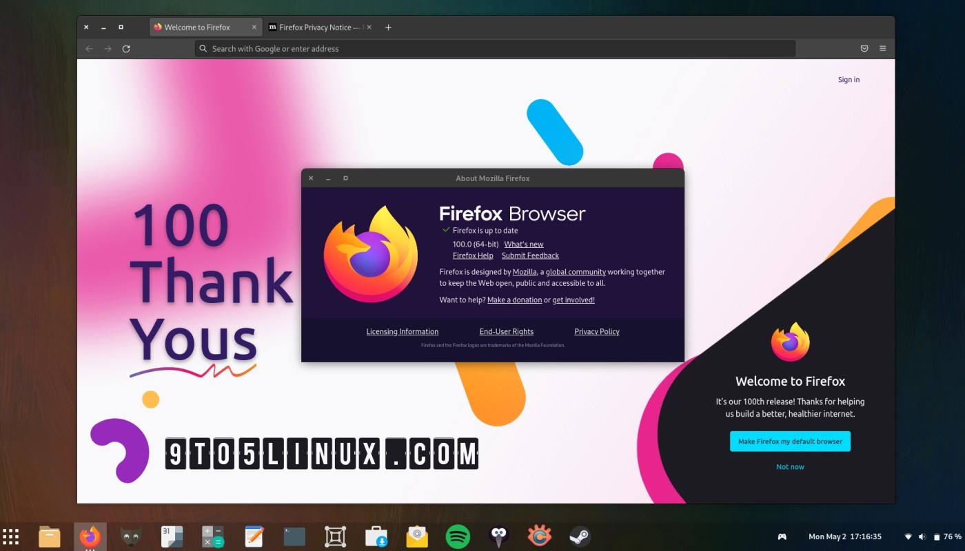 Firefox 100 现在可供下载，在 Linux 上启用 GTK 覆盖滚动条