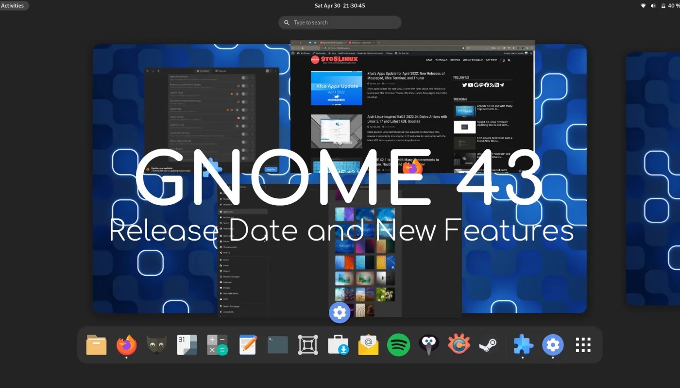 GNOME 43 发布日期定于 2022 年 9 月 21 日